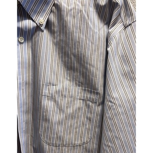 Brooks Brothers 346 Mens 17.5 6/7 Dress Shirt Slim Fit Blue Non Iron All Cotton - Picture 3 of 9